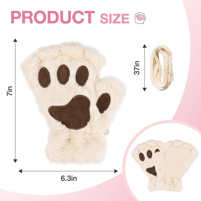 Tiny Chou Cat Paw Gloves for Cosplay Party Halloween Costume Accessories, Winter Fingerless Warm Gloves for Women Girls - Image 2